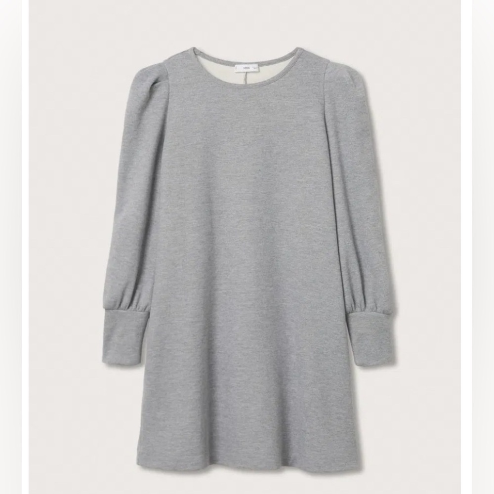 Mango Gray Puff Sleeve Dress